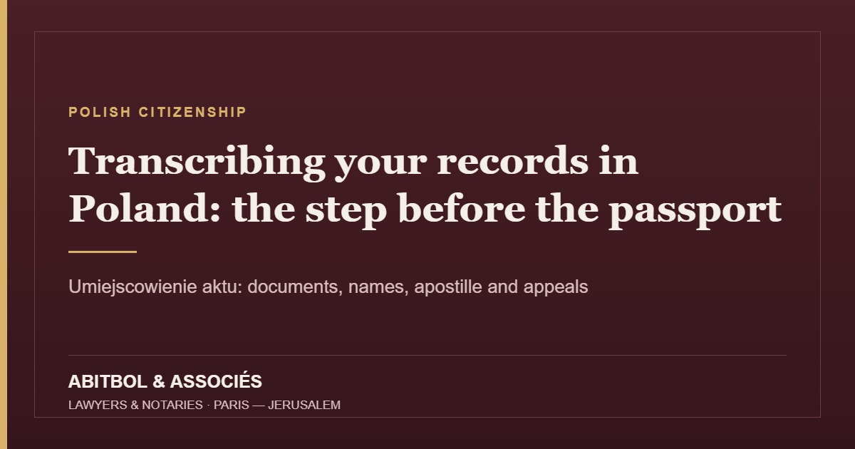 Transcription of civil records in Poland – Abitbol & Associés