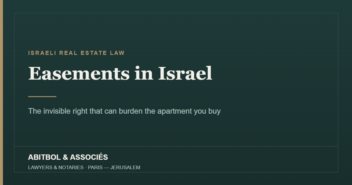 Easements on Israeli property – Abitbol & Associés