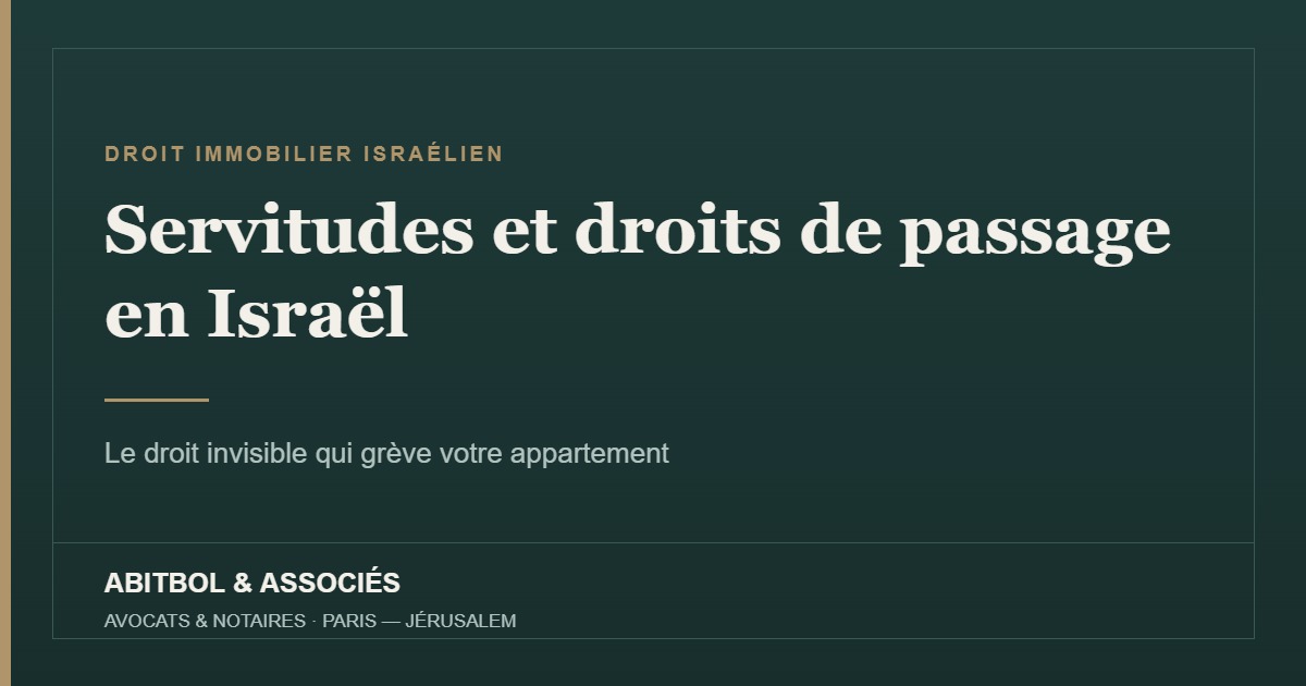 Servitudes et droits de passage en Israël – Abitbol & Associés
